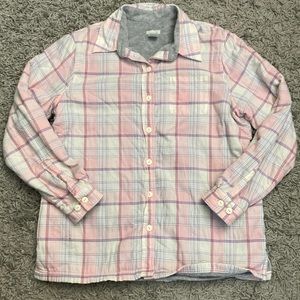 L.L. Bean Women’s Sherpa Lined Flannel Shirt Pink Plaid Shacket Fleece Lined